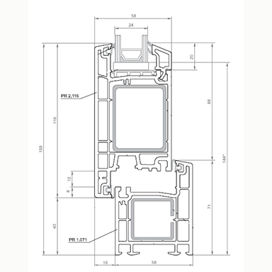 Профиль Proplex Litex 58 (наружное открывание)